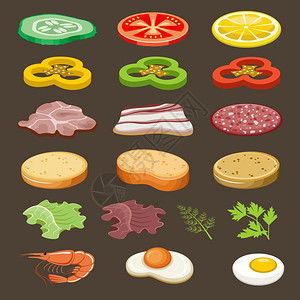 三明治的食物片小吃矢量插图图片