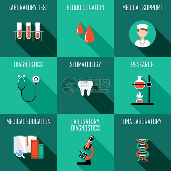 医学图标实验室诊断矢量插图图片