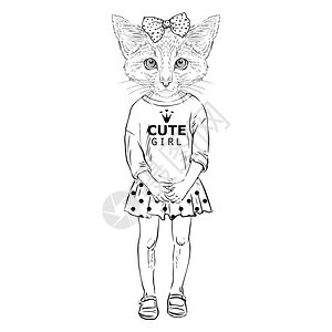 人类小猫女孩猫女孩基德尔穿着休闲风格图片