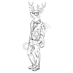 鹿臀部的拟人化手绘插图打扮的鹿臀图片