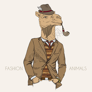 拟人化伪装成复古风格的Camell的时尚格图片