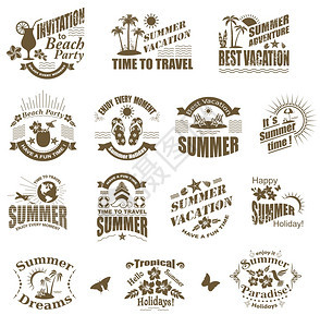 套夏季元素框架旅行度假标签图片