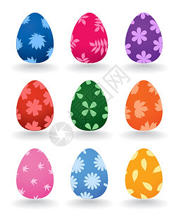 复活节彩蛋套同颜色的复活节彩蛋矢量插图图片