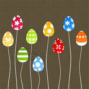 复活节彩蛋3白线上的复活节彩蛋矢量插图图片