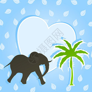 大象大象跑棵棕榈树上矢量插图图片