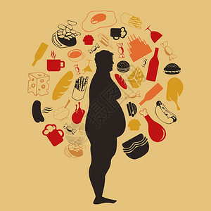 食物的害产品围绕着胖子矢量插图图片