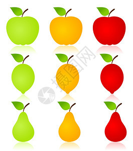 水果的图标,苹果,梨柠檬矢量插图图片