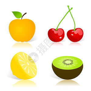 水果水果上的图标矢量插图图片