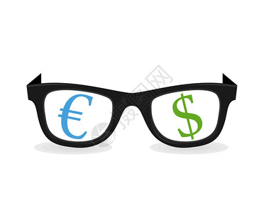 戴眼镜的美元欧元矢量插图图片