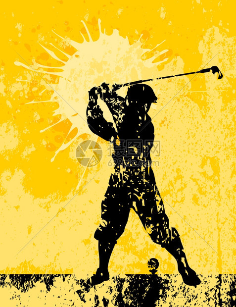 高尔夫球高尔夫球手踢球矢量插图图片