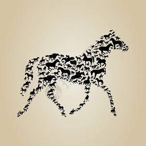 用马的马矢量插图背景图片