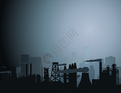工业城市工业城市的全景矢量插图图片