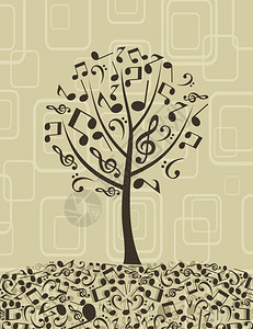 音乐树来自音符的树矢量插图背景图片