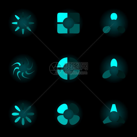 霓虹灯图标霓虹灯图标矢量插图图片