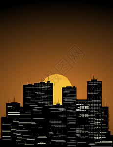 夜城大城市的日出矢量插图图片