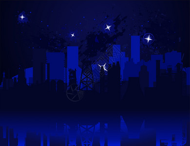 夜城点像个夜城市,并它星星矢量插图图片