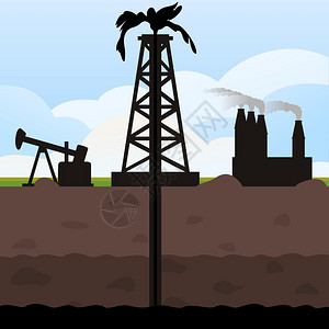 石油回收塔地球上摆动石油矢量插图图片