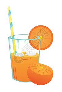 橙汁杯橙汁橘子的部分矢量插图图片