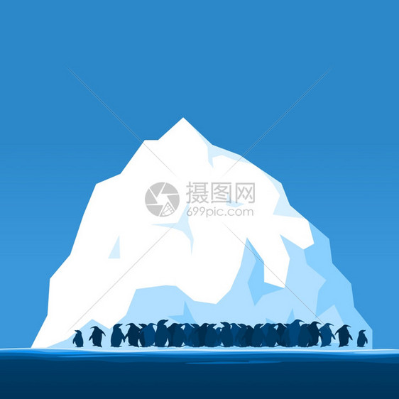 浮冰上的企鹅北方冰上的企鹅矢量插图图片