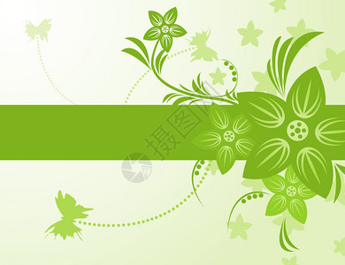 弹簧框架绿色春天背景上的花矢量插图图片