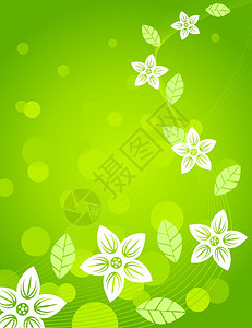 spring2绿色春天背景上的花矢量插图图片