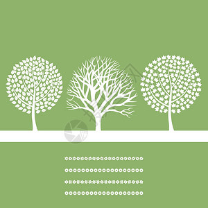 三棵树绿色背景上的三棵树矢量插图图片