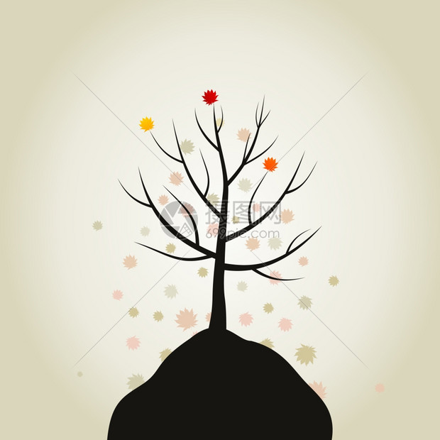 树叶树上掉下来矢量插图