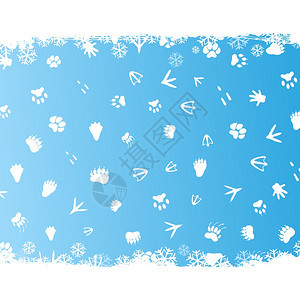 冬天的痕迹冬天蓝色背景雪花矢量插图图片