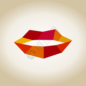 红色抽象的嘴唇矢量插图图片