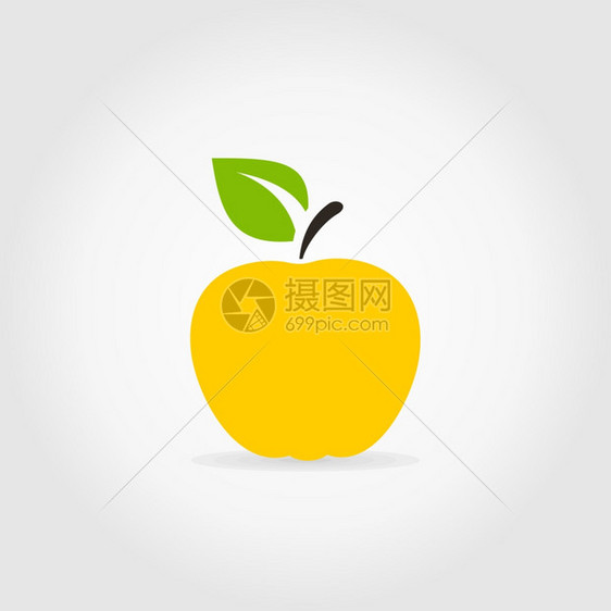 灰色背景上的黄色苹果矢量插图图片