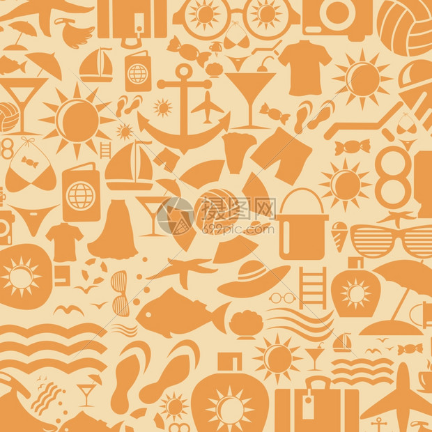 海滩收集的背景矢量插图