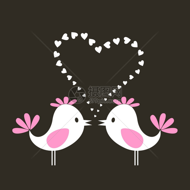 爱之鸟2两只鸟歌唱爱情矢量插图