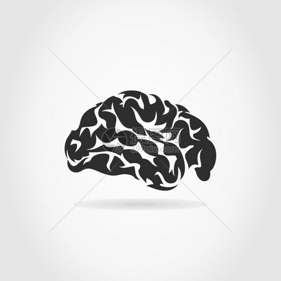 灰色背景上的大脑矢量插图图片