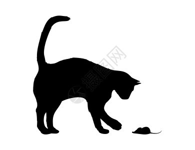 猫老鼠黑猫老鼠玩矢量插图图片
