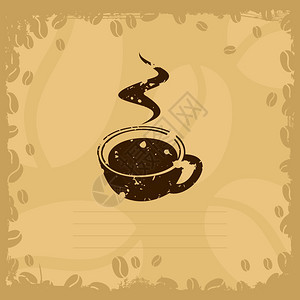 咖啡杯黄色背景的咖啡杯矢量插图图片