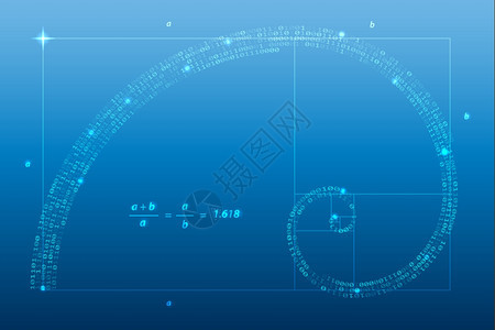 数字黄金比率,螺旋符号矢量插图图片