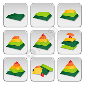 金字塔状态指示器图标矢量插图图片