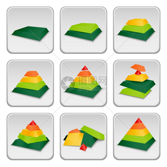 金字塔状态指示器图标矢量插图图片