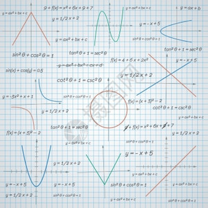数学图公式,纸张背景向量插图背景图片