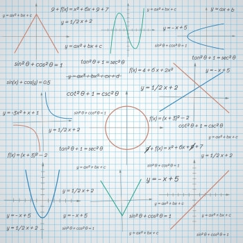 数学图公式,纸张背景向量插图图片