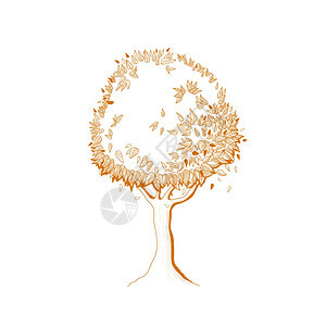 秋树图标,自然矢量插图的象征图片