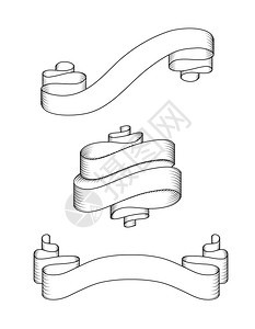 复古书法装饰丝带矢量插图隔离图片