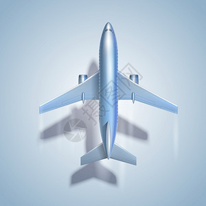 飞行飞机符号与阴影矢量插图图片