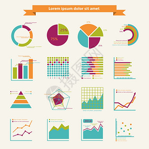 金融营销战略报告的商业信息图表元素向量插图图片