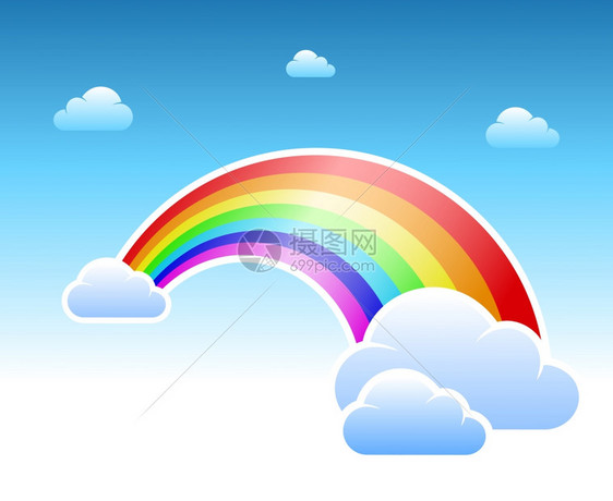 抽象彩虹云符号矢量插图图片