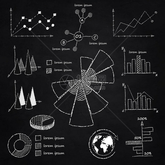 粉笔信息图元素孤立向量插图图片