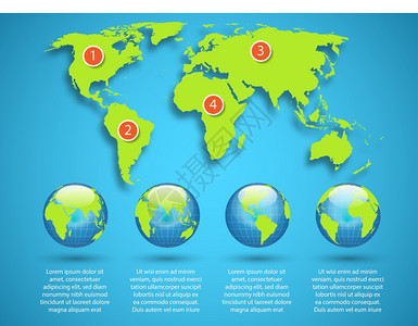 世界与全球信息图表模板矢量插图图片