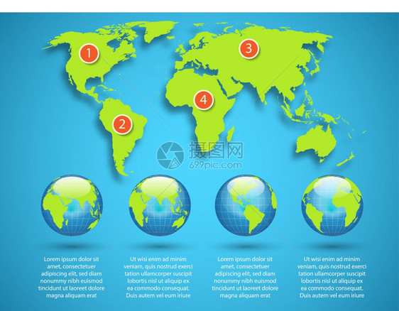 世界与全球信息图表模板矢量插图图片