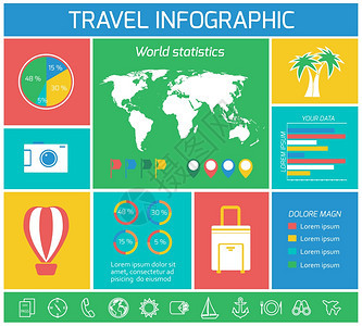 度假旅行信息元素的图表图表矢量插图图片