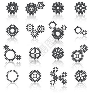 抽象技术齿轮齿轮图标矢量插图图片